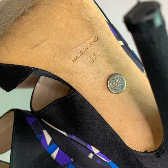 Vintage Emilio Pucci Abstract classic print Open Toe High Heel Stiletto heels 7 - Picture 13 of 14